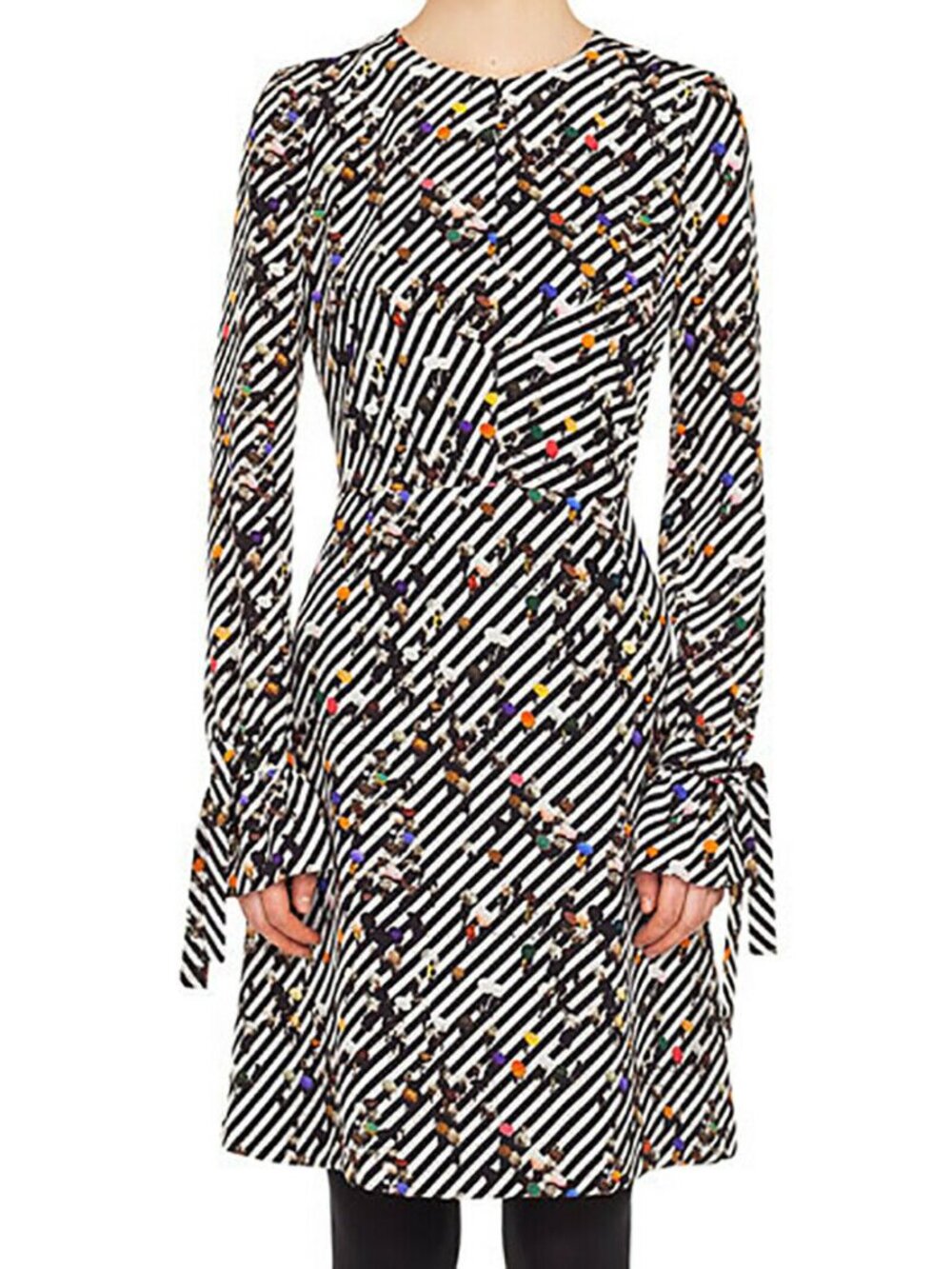 Akris Punto Crosswalk Print Silk Dress Black White Stripe Pedestrian Street 8